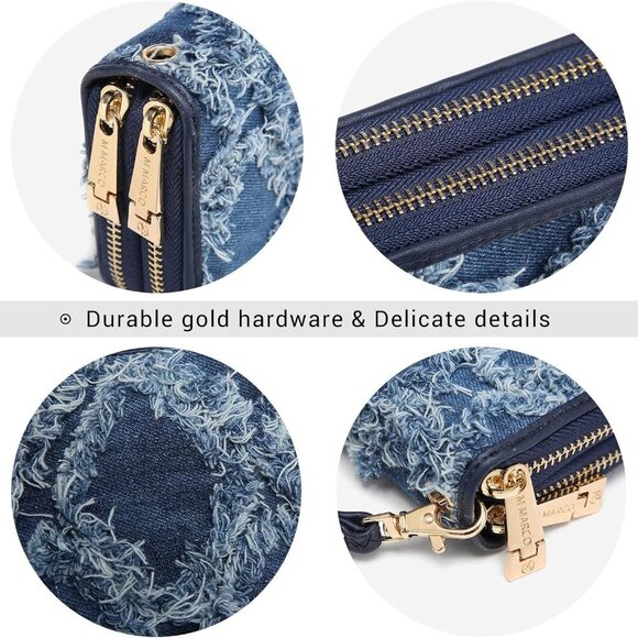 Womens Fashion Double Zip Around Wallet Long Purse Credit Card Holder Bifold Lad - Picture 5 of 6